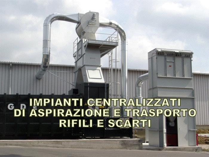 Impianti centralizzati di aspirazione e trasporto rifili e scarti carta cartoncino cartone