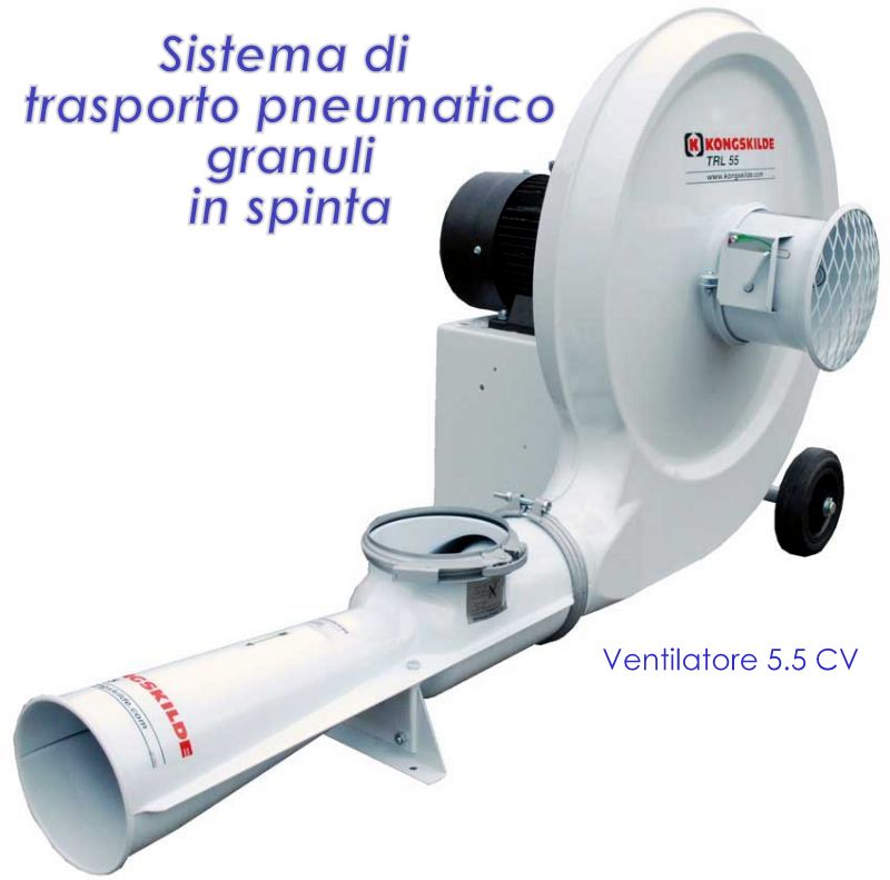 Ventilatore + venturi per trasporto pneumatico granuli